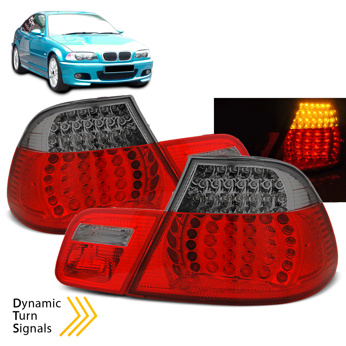 LED Rücklichter Rot Rauch SEQ passend für BMW E46 04.99-03.03 Coupé