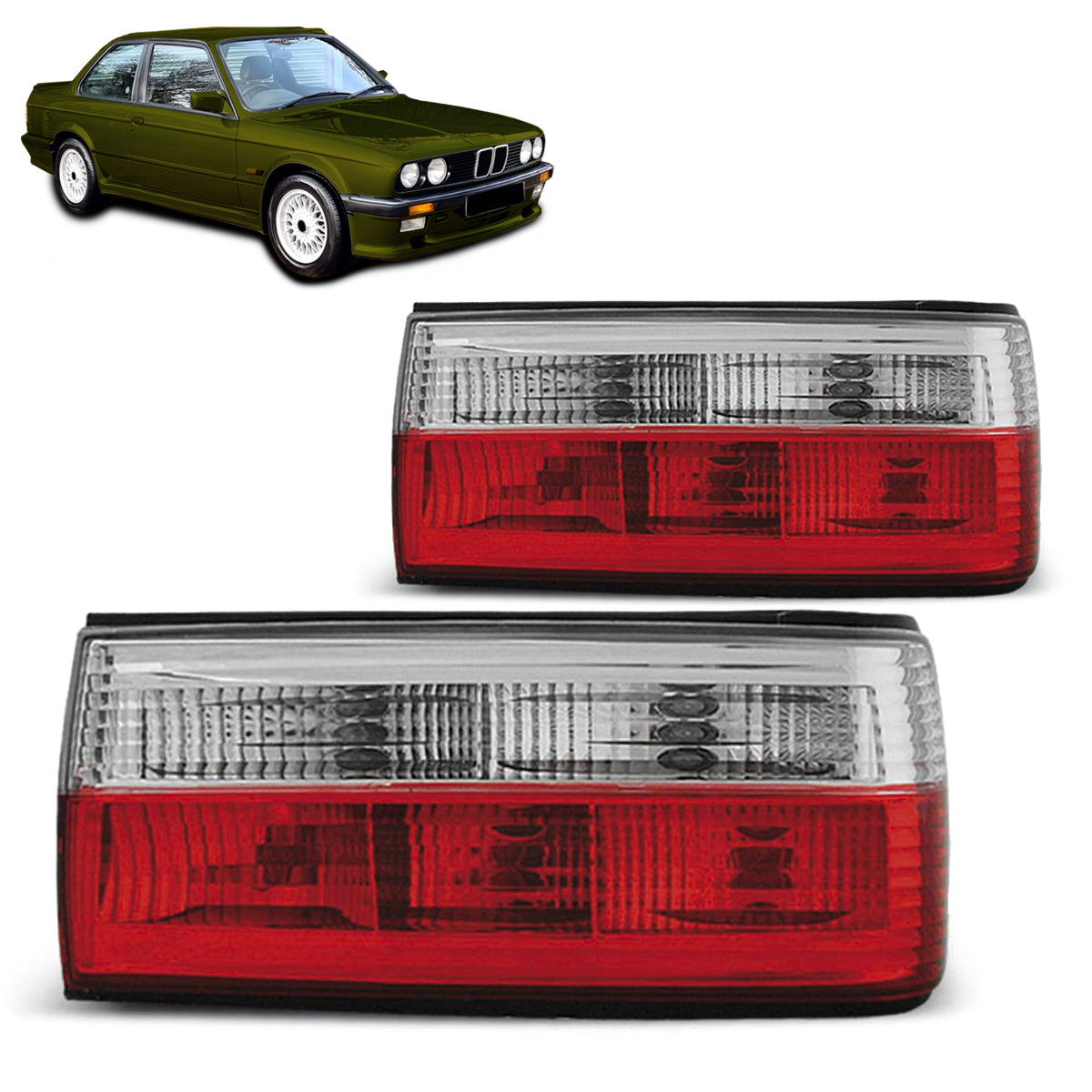 Rücklichter Rot Weiß passend für BMW E30 09.87-10.90