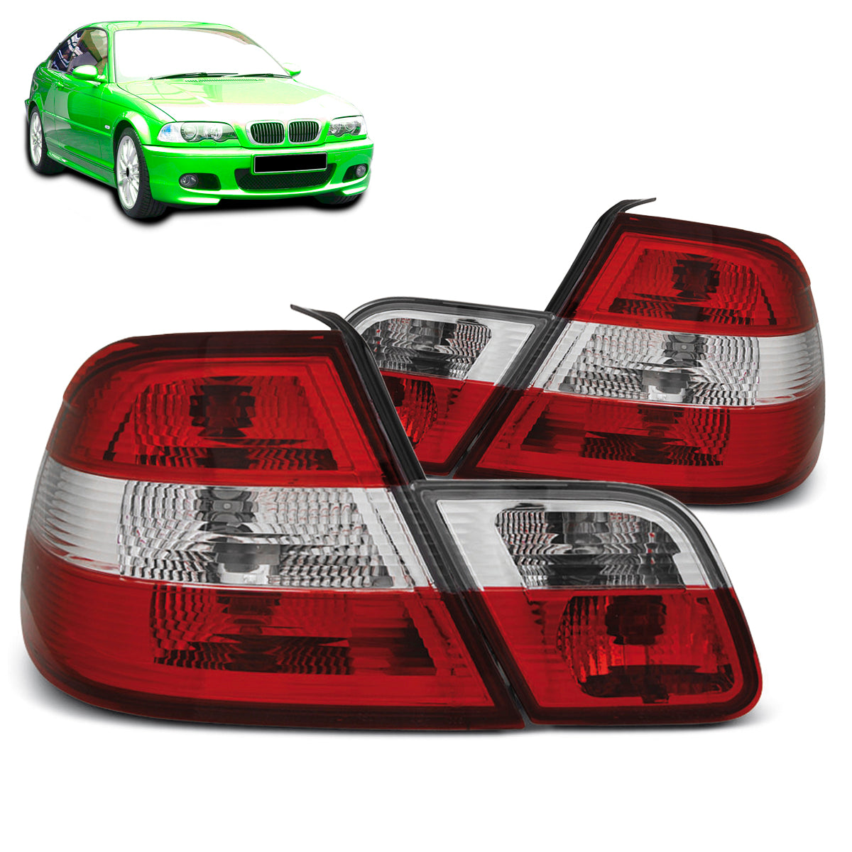 Rücklichter Rot Weiß passend für BMW E46 04.99-03.03 Coupé
