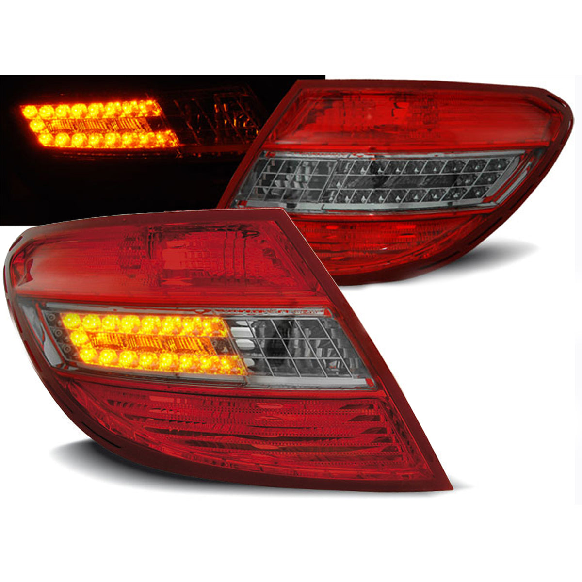 LED Rücklichter Rot Rauch passend für Mercedes C-Klasse W204 Limousine 07-10
