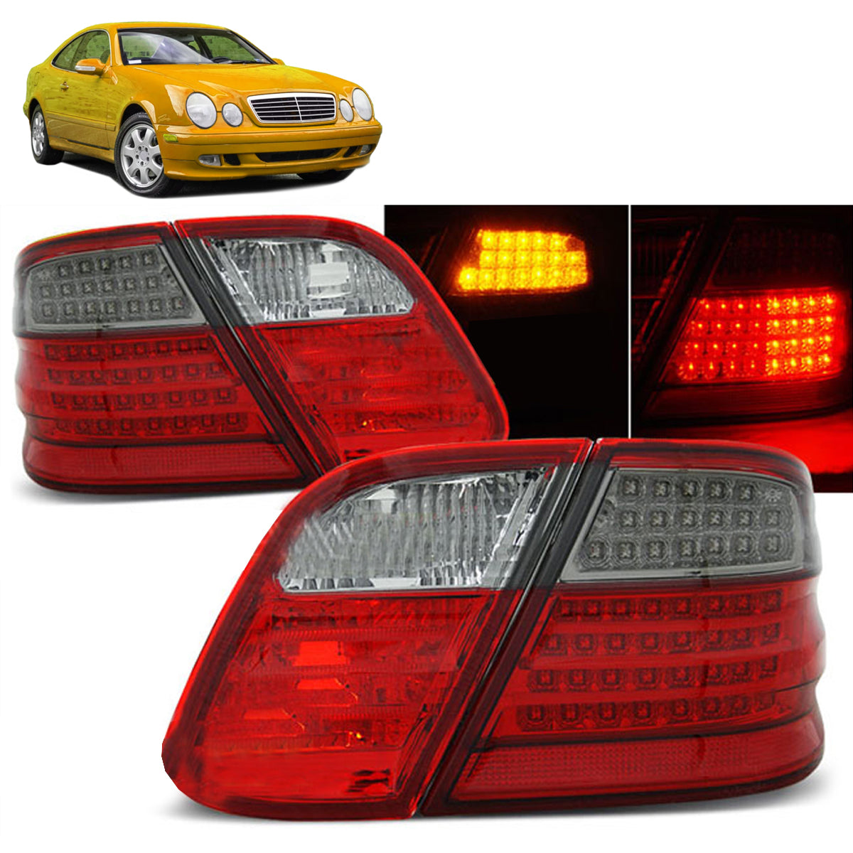 LED Rücklichter Rot Rauch passend für Mercedes CLK W208 03.97-04.02
