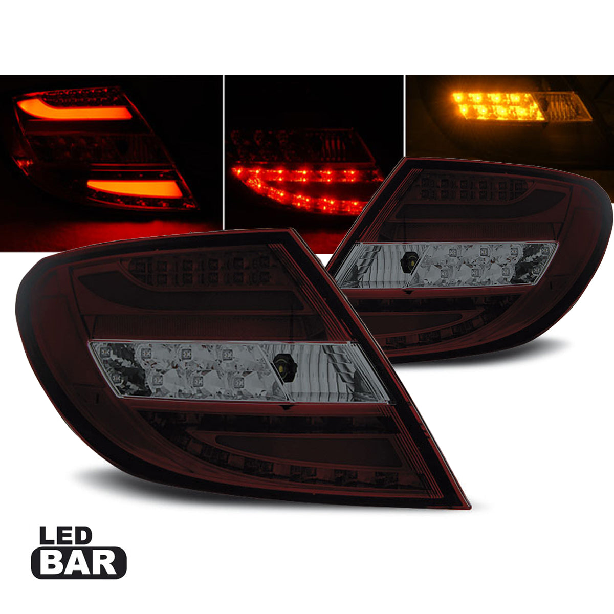 LED Leiste Rücklichter Rot Smoke passend für Mercedes C-Klasse W204 Limousine 07-10