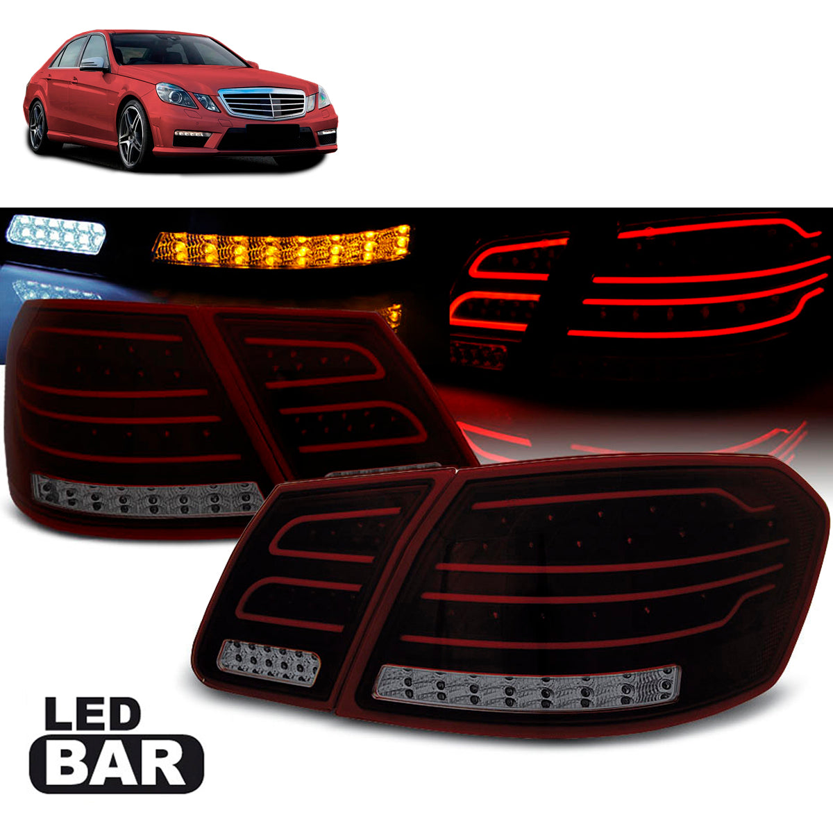 LED BAR Rücklichter Rot Rauch passend für Mercedes W212 E-Klasse 09-13