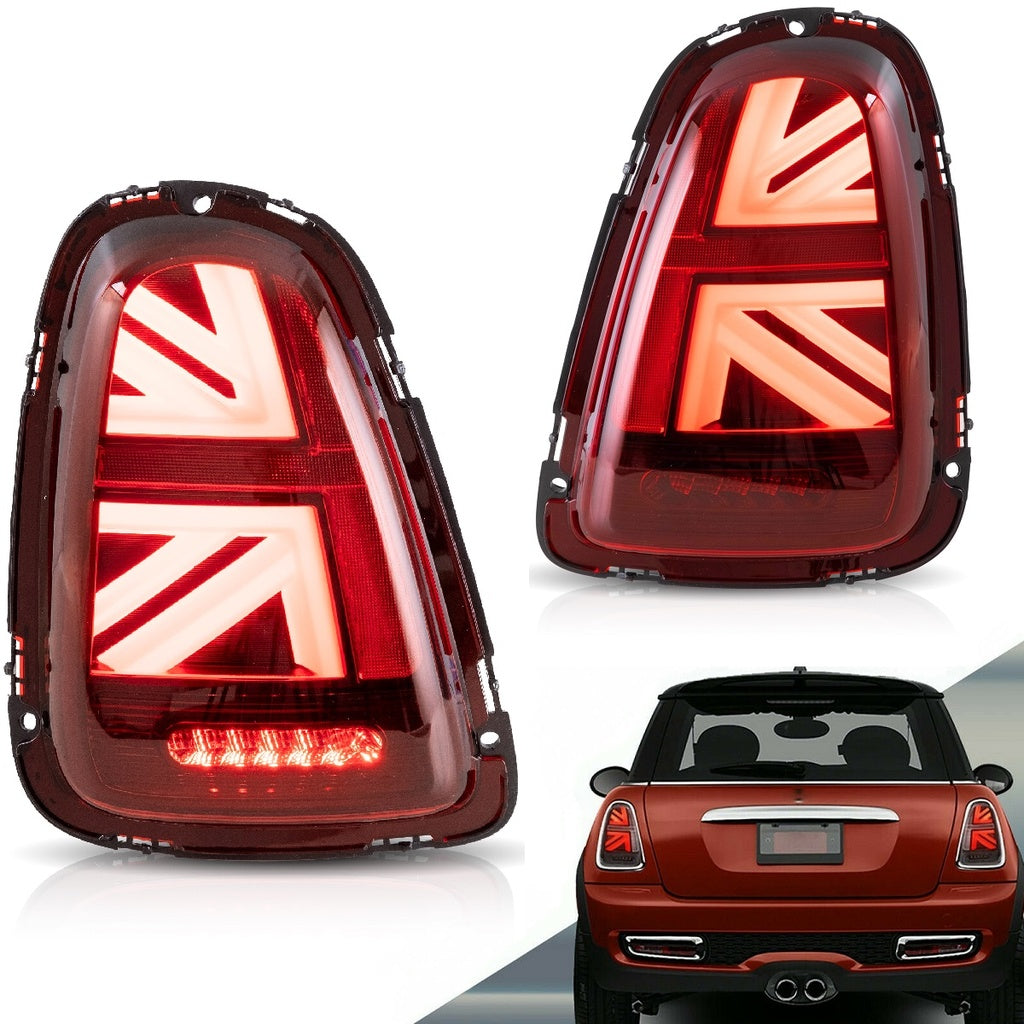 Heckleuchten LED Rot passend für MINI (R56) Schrägheck Cabrio 2006-2013 Union Jack Stil