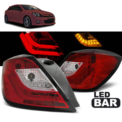 Rücklichter passend für Opel Astra H 03.04-09 3D Rot Weiß LED