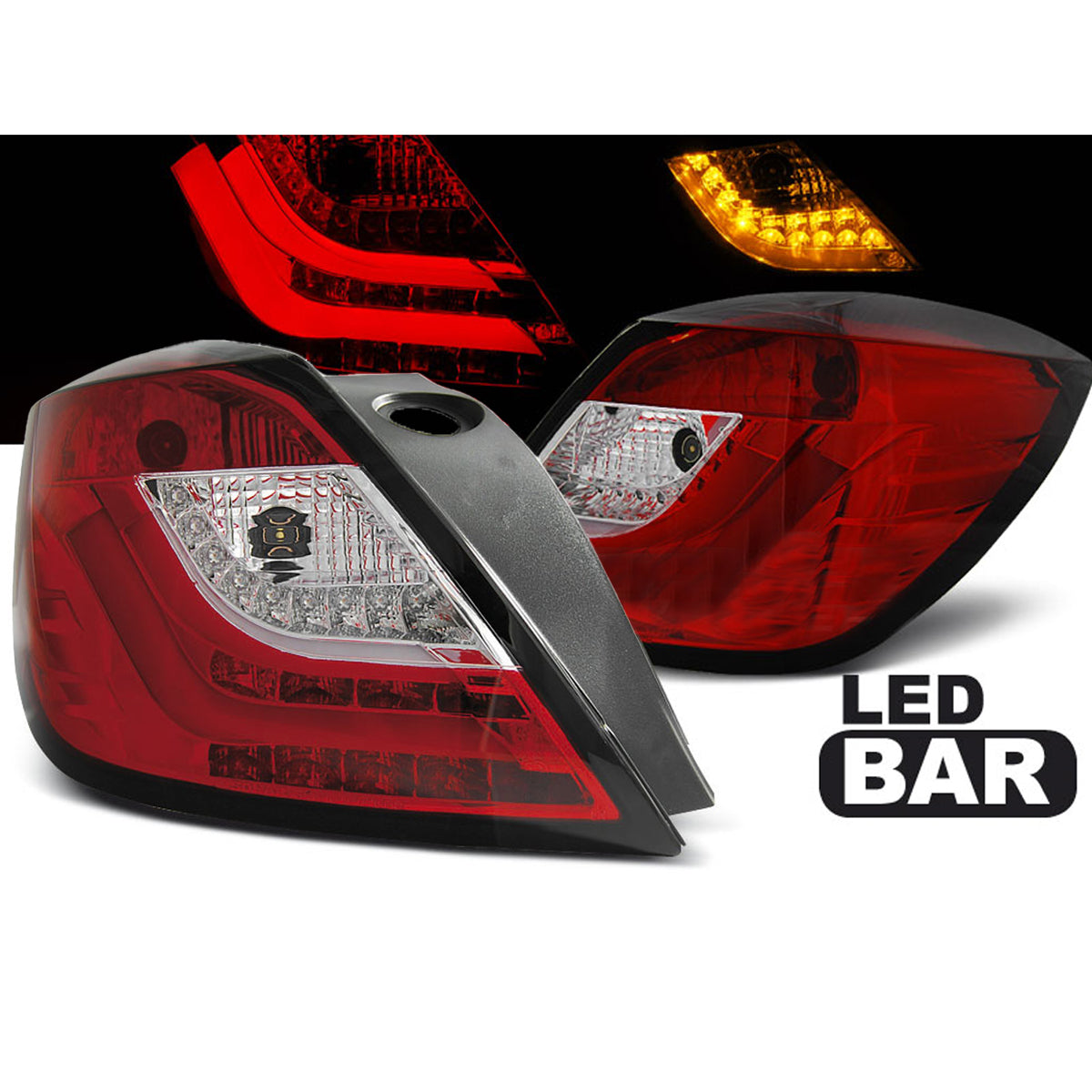 Rücklichter passend für Opel Astra H 03.04-09 3D Rot Weiß LED