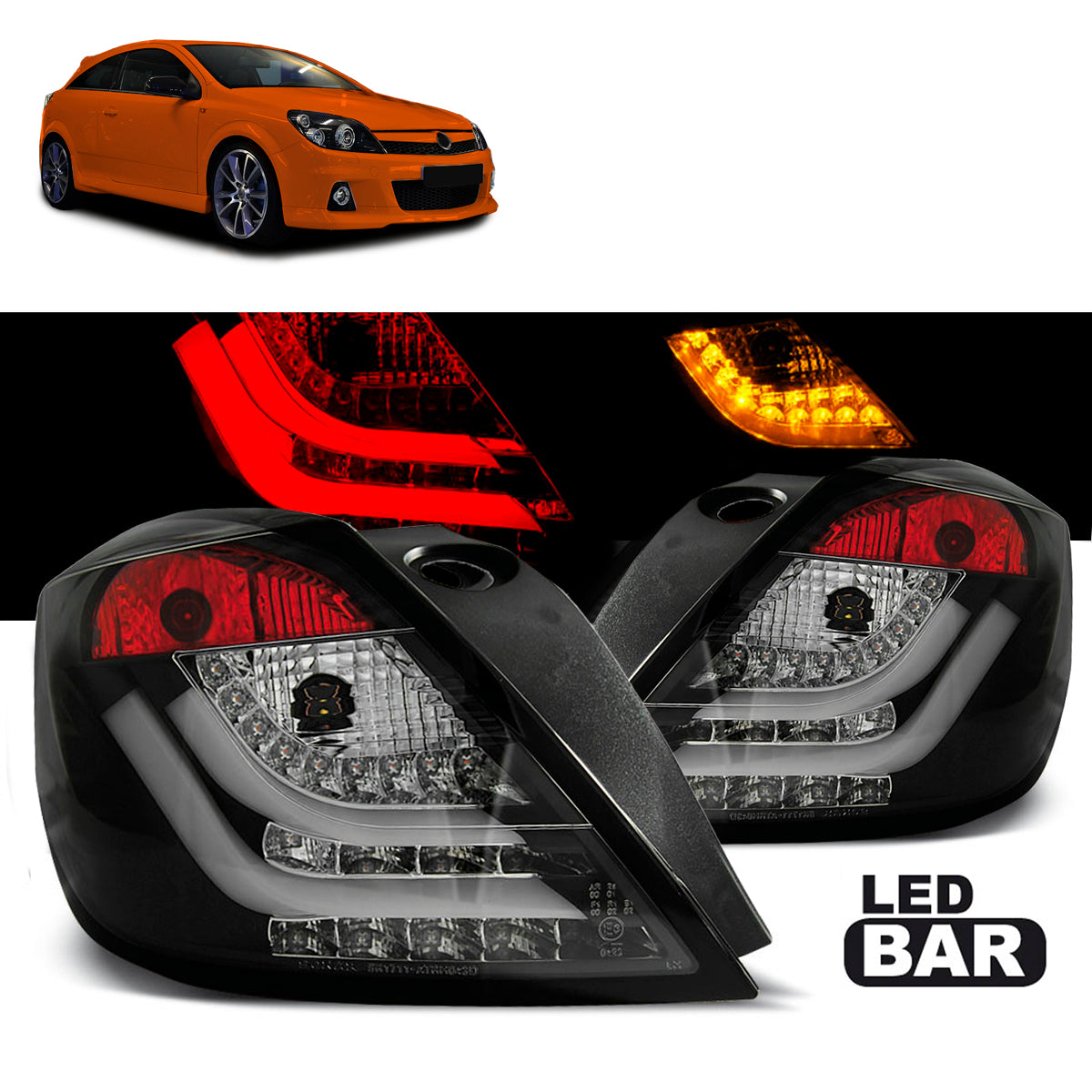 Rücklichter passend für Opel Astra H 03.04-09 3D Schwarz LED