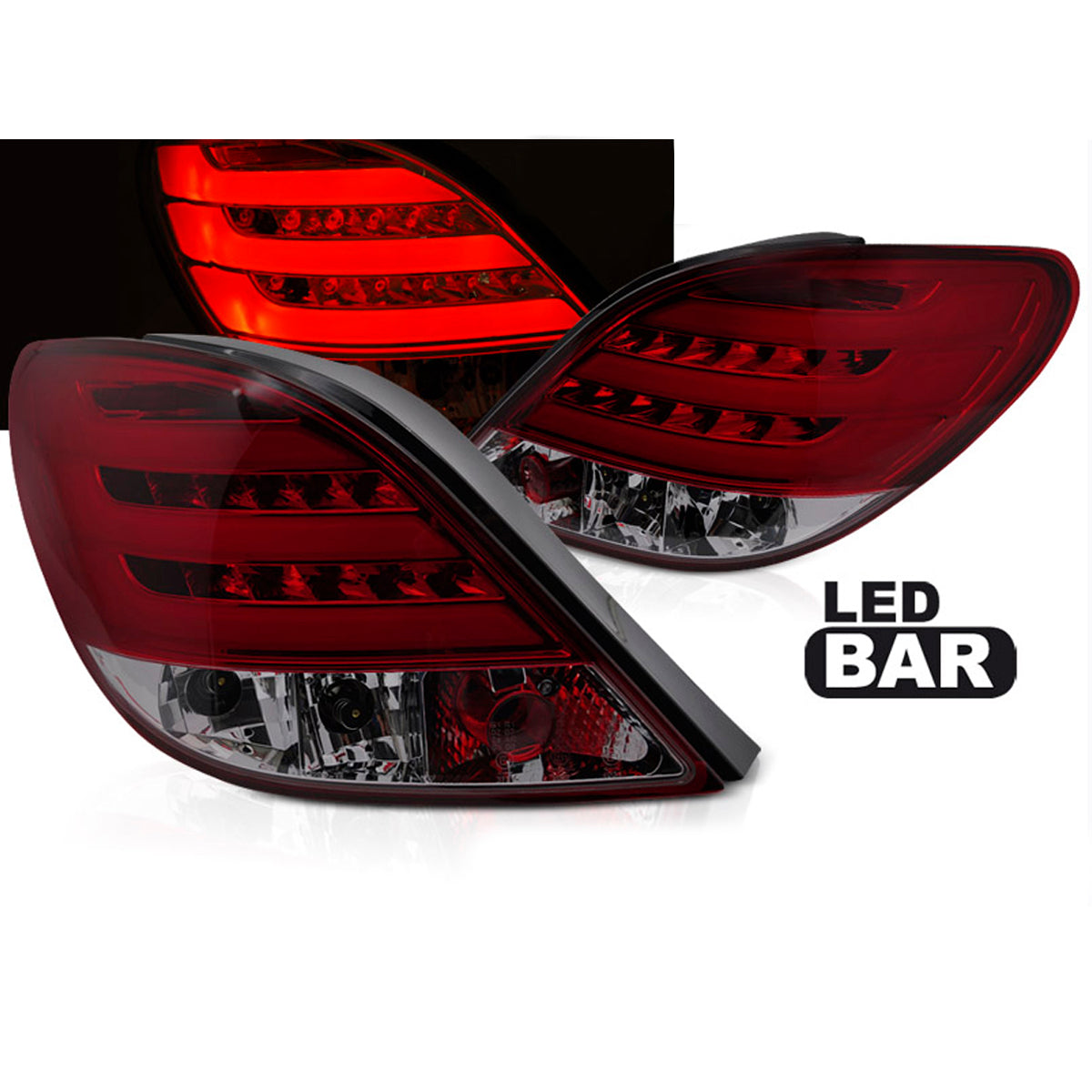 Rücklichter passend für Peugeot 207 3D/5D 05.06-06.09 Rot Rauch LED Leiste