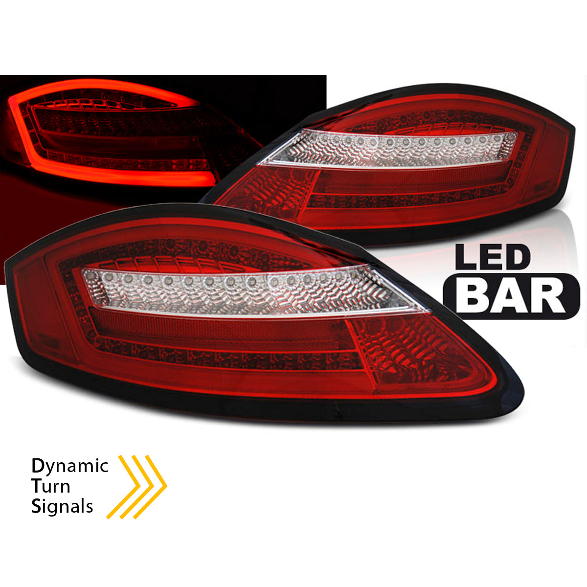 LED Rücklichter Rot Weiß SEQ passend für Porsche Boxster 987 / Cayman 05-08