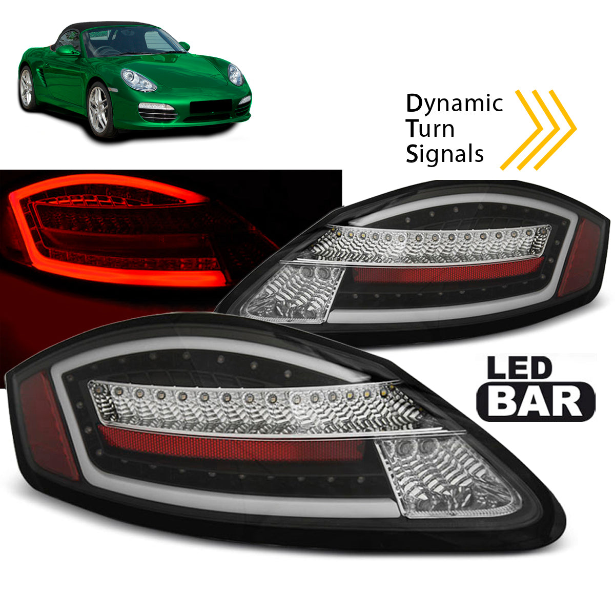 LED Rücklichter Schwarz SEQ passend für Porsche Boxster / Cayman 987 05-08