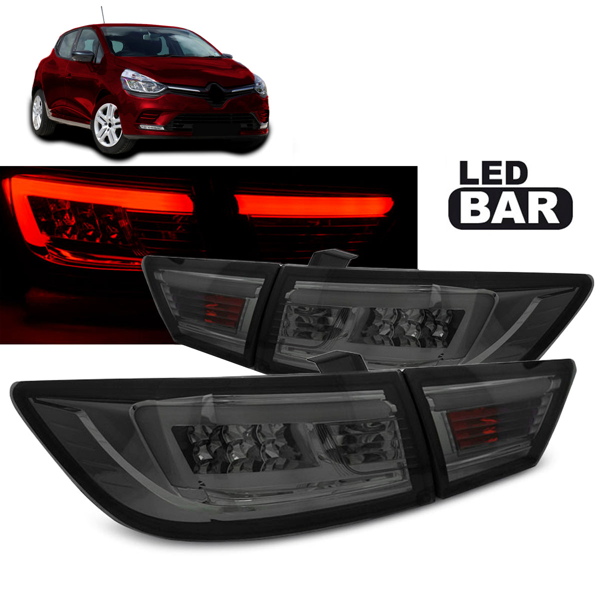 Rücklichter passend für Renault Clio IV 13-16 Hatchback LED Leiste Rauch