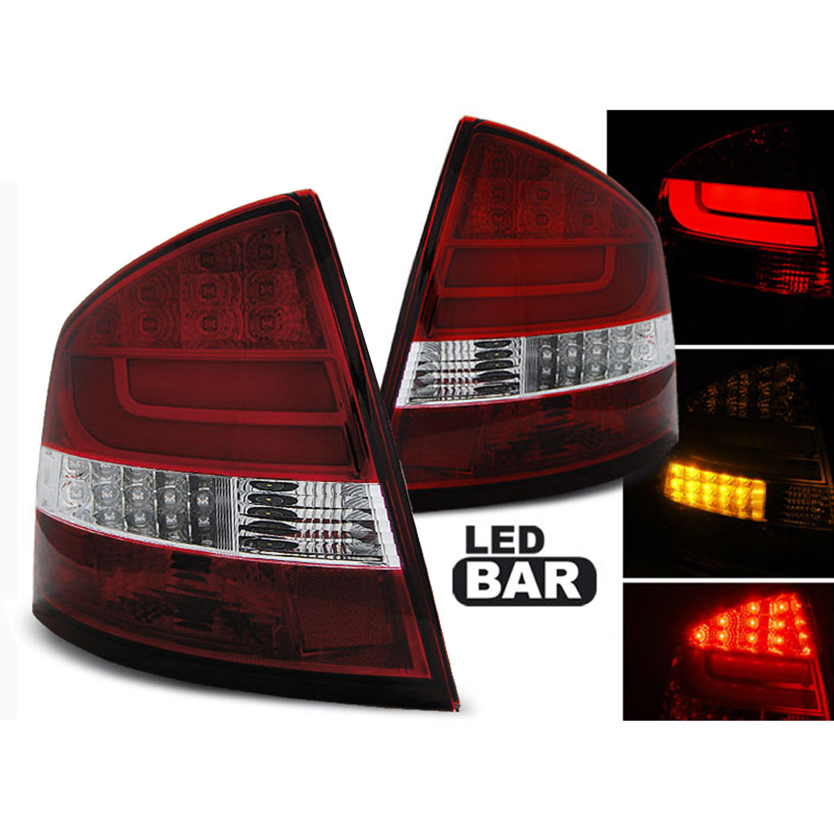 LED BAR Rücklichter Rot Weiß passend für Skoda Octavia II Limousine 04-12