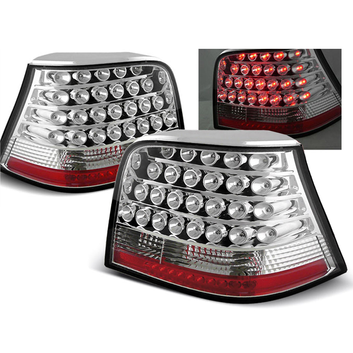 LED Rücklichter Chrom passend für VW Golf 4 09.97-09.03