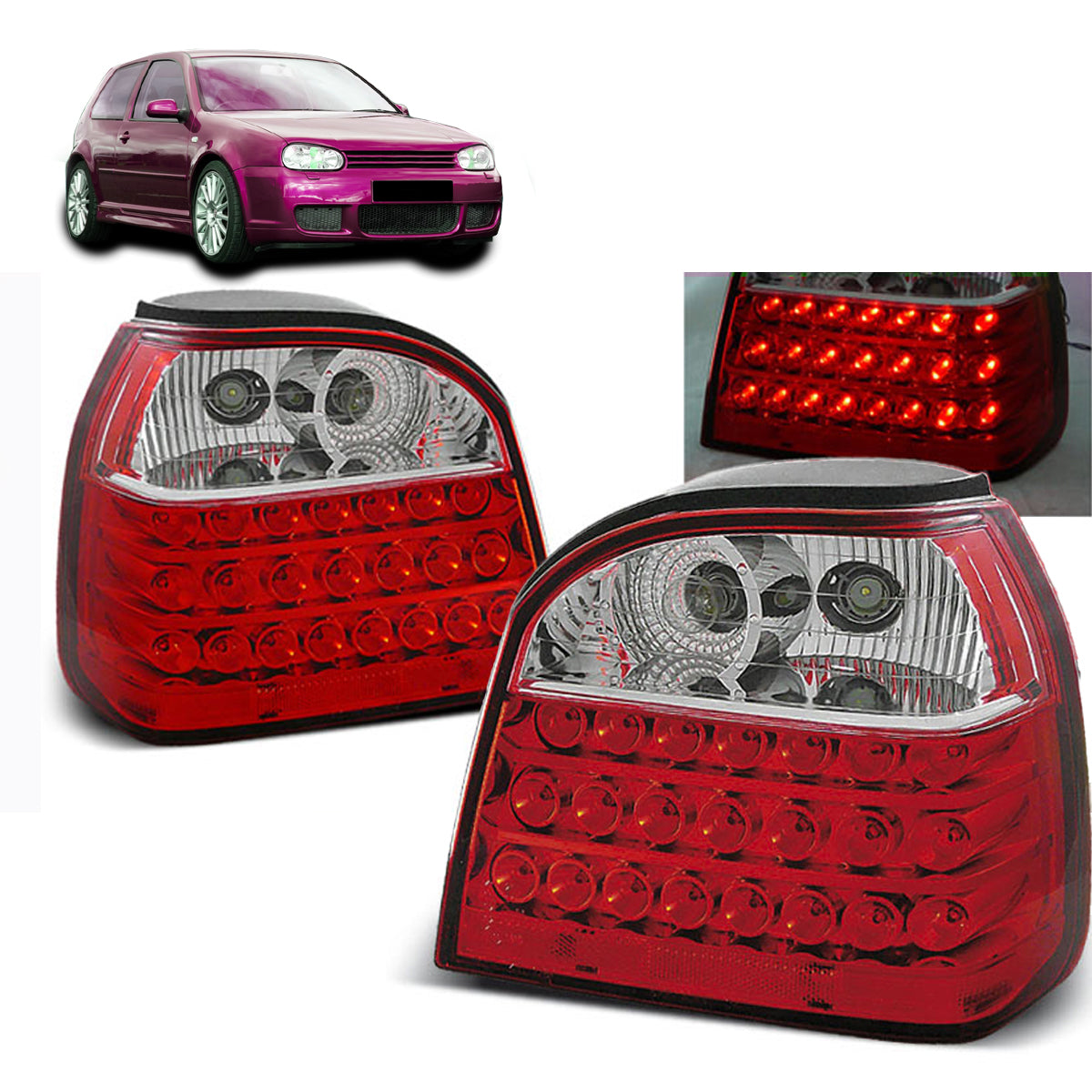 LED Rücklichter Rot Weiß passend für VW Golf 3 09.91-08.97