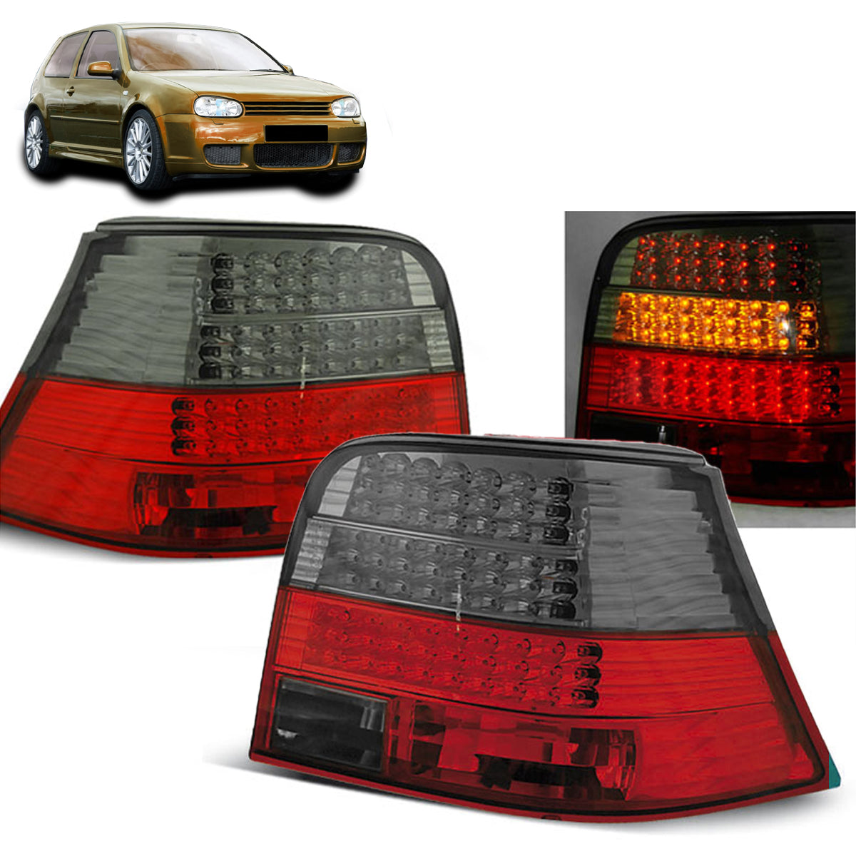LED Rücklichter Rot Rauch passend für VW Golf 4 09.97-09.03