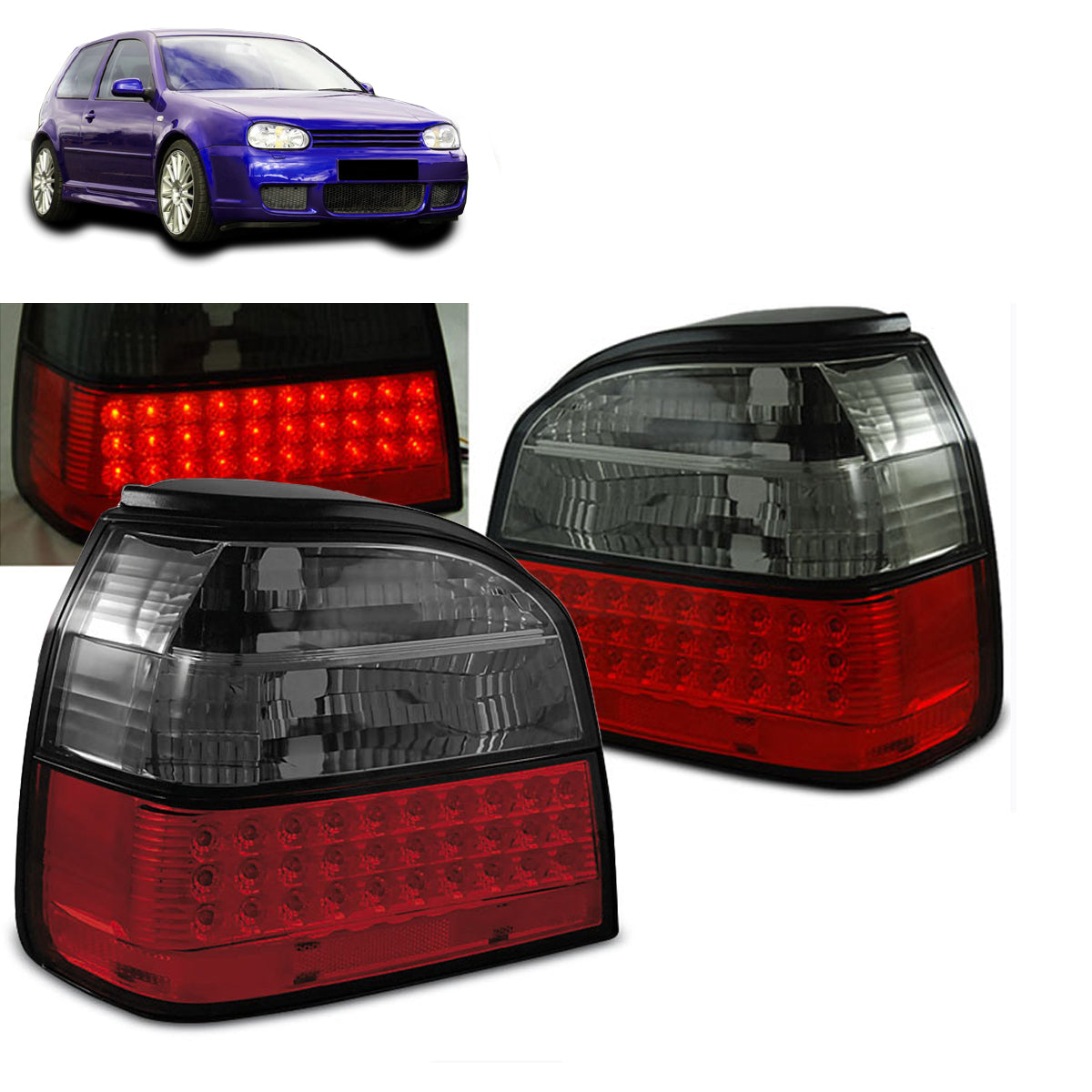 LED Rücklichter Rot Rauch passend für VW Golf 3 09.91-08.97