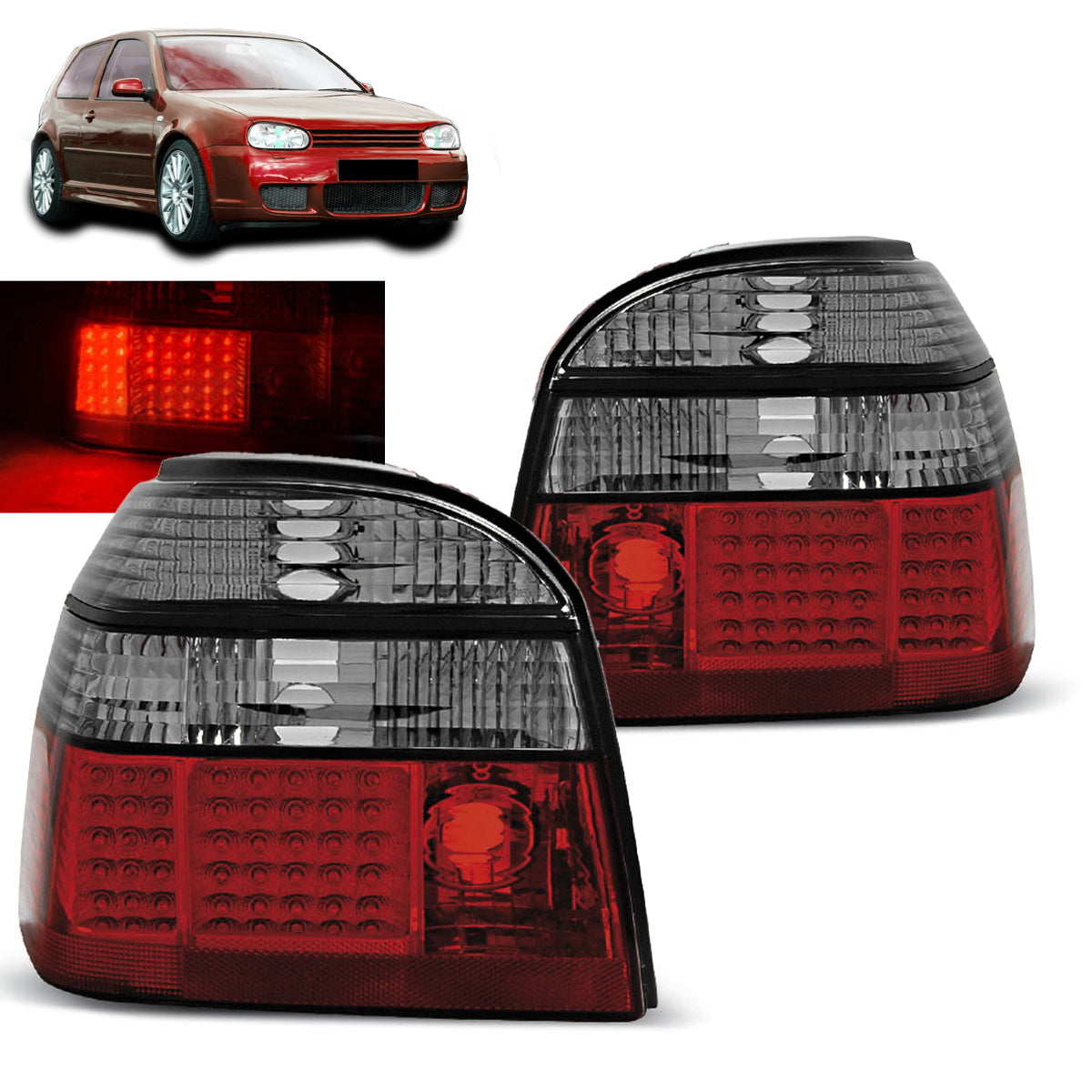 LED Rücklichter Rot Rauch passend für VW GOLF 3 09.91-08.97