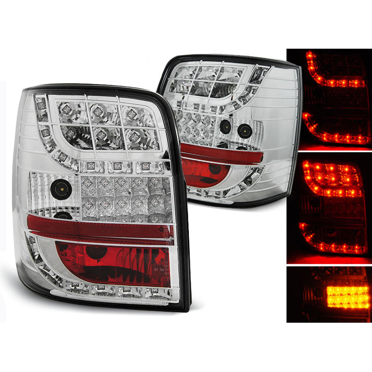 LED Rücklichter Chrom mit LED Blinker passend für VW Passat B5 96-00 Variant