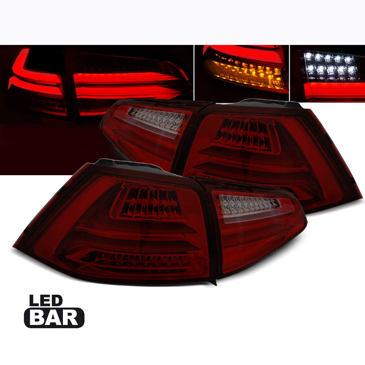 LED BAR Rücklichter Rot Rauch passend für VW GOLF 7 13-17