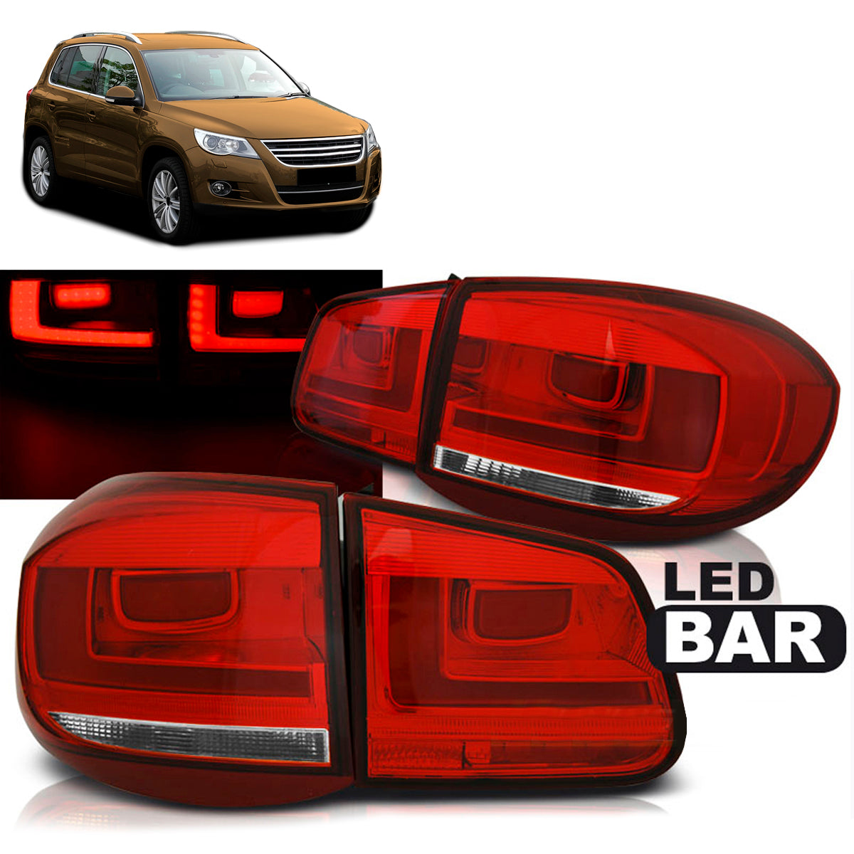 LED BAR Rücklichter Rot Weiß passend für VW TIGUAN 07-07.11