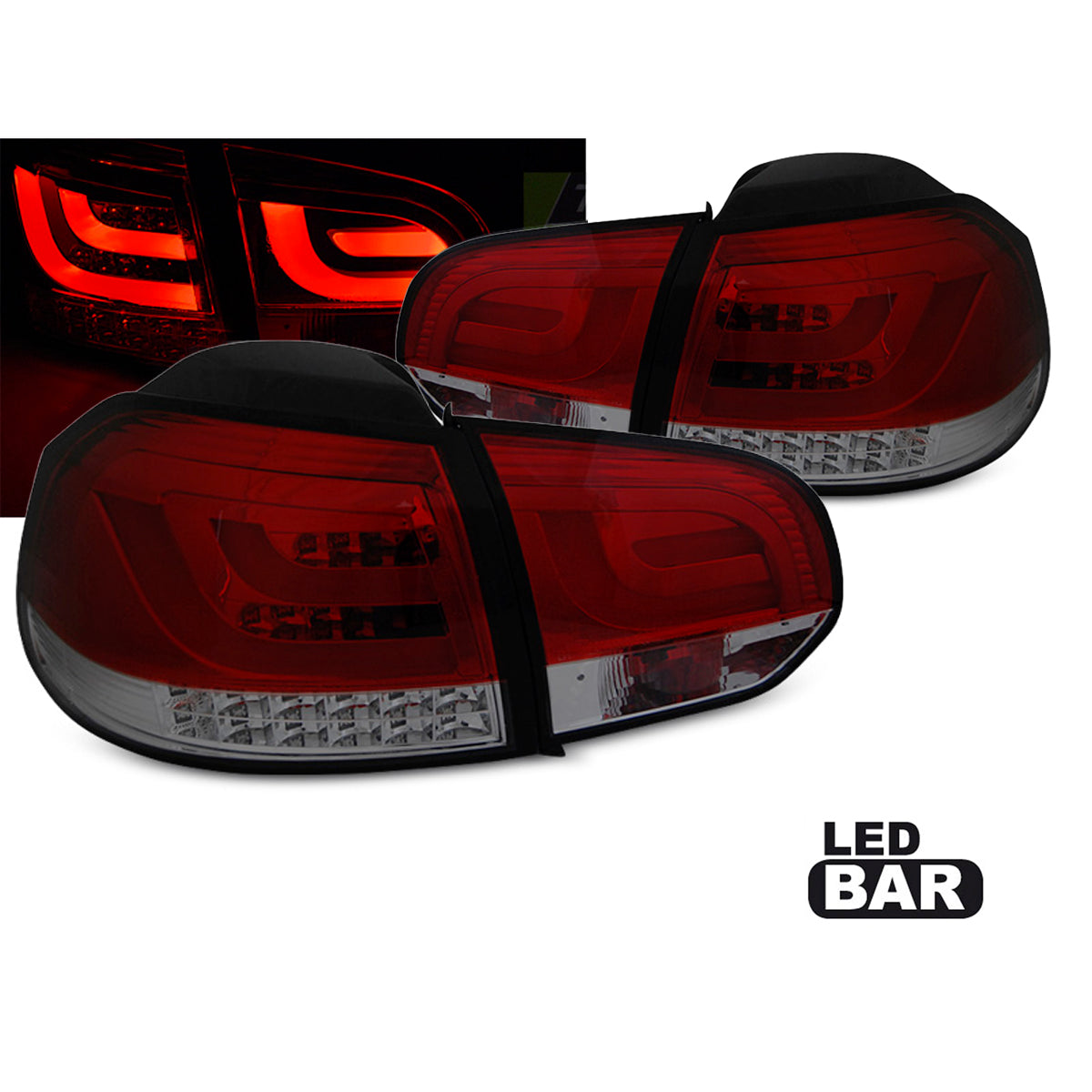 LED BAR Rücklichter Rot Rauch passend für VW Golf 6 10.08-12