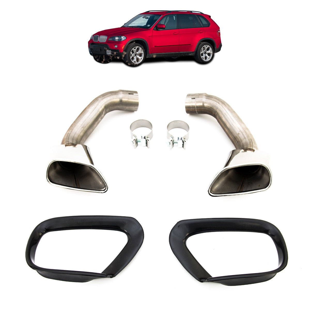 Auspuffendrohre Chrom Edelstahl passend für BMW X5 (E70) 2006-2013
