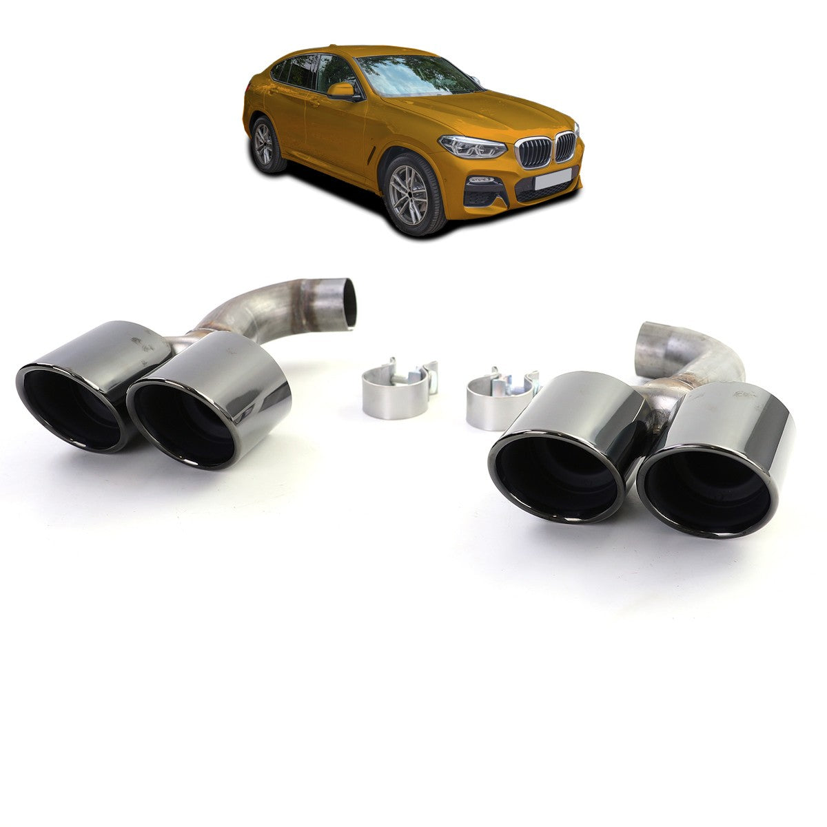Schwarze Auspuffendrohre passend für BMW X4 G02 2018-2022