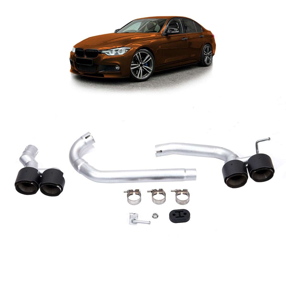 Auspuffendrohre Carbon-Optik passend für BMW 3er F30 Limousine 2013-2019