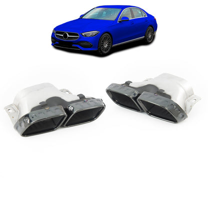 Schwarze Auspuffendrohre passend für Mercedes C-Klasse W206 S206 2021-Heute