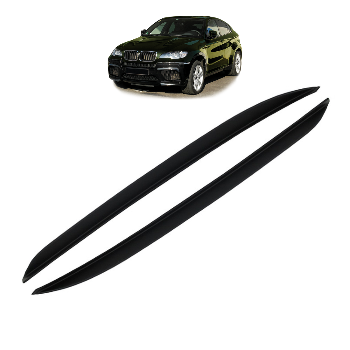 Dach Seitenflügel Spoiler Matt Schwarz Set passend für BMW X6 E71 2007-2014