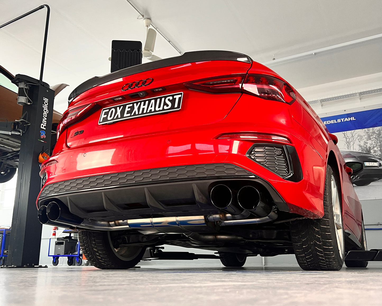 Audi S3 GY - Limousine Halbanlage ab OPF mit Abgasklappen - 2x100 Typ 25 rechts/links Endrohre schwarz emalliert