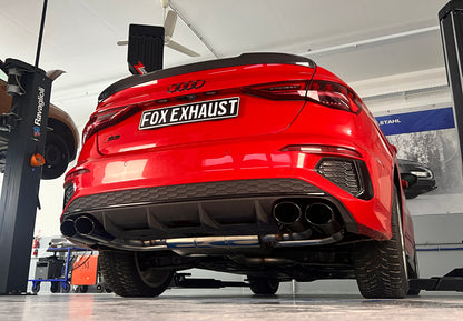 Audi S3 GY - Limousine Halbanlage ab OPF mit Abgasklappen - 2x115x85 Typ 32 rechts/links Endrohre schwarz emalliert