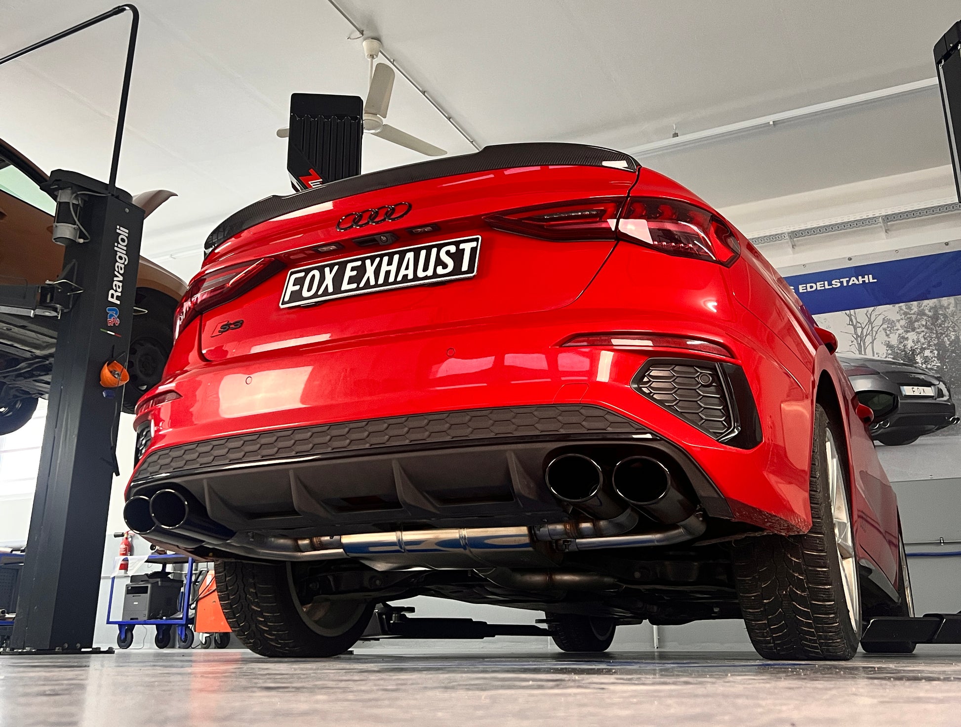 Audi S3 GY - Limousine Halbanlage ab OPF mit Abgasklappen - 2x115x85 Typ 32 rechts/links Endrohre schwarz emalliert