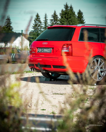 Audi RS4 B5 - Edelstahl-System End- und Vorschalldämpfer 90mm - 2x90 Typ 25 - inkl. Y-Adapter auf 76mm Downpipes
