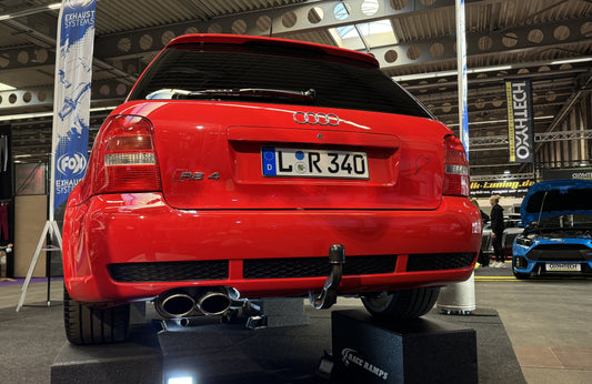 Audi RS4 B5 - Edelstahl-System End- und Vorschalldämpfer 90mm - 2x106x71 Typ 32 - inkl. Y-Adapter auf die originale Downpipe