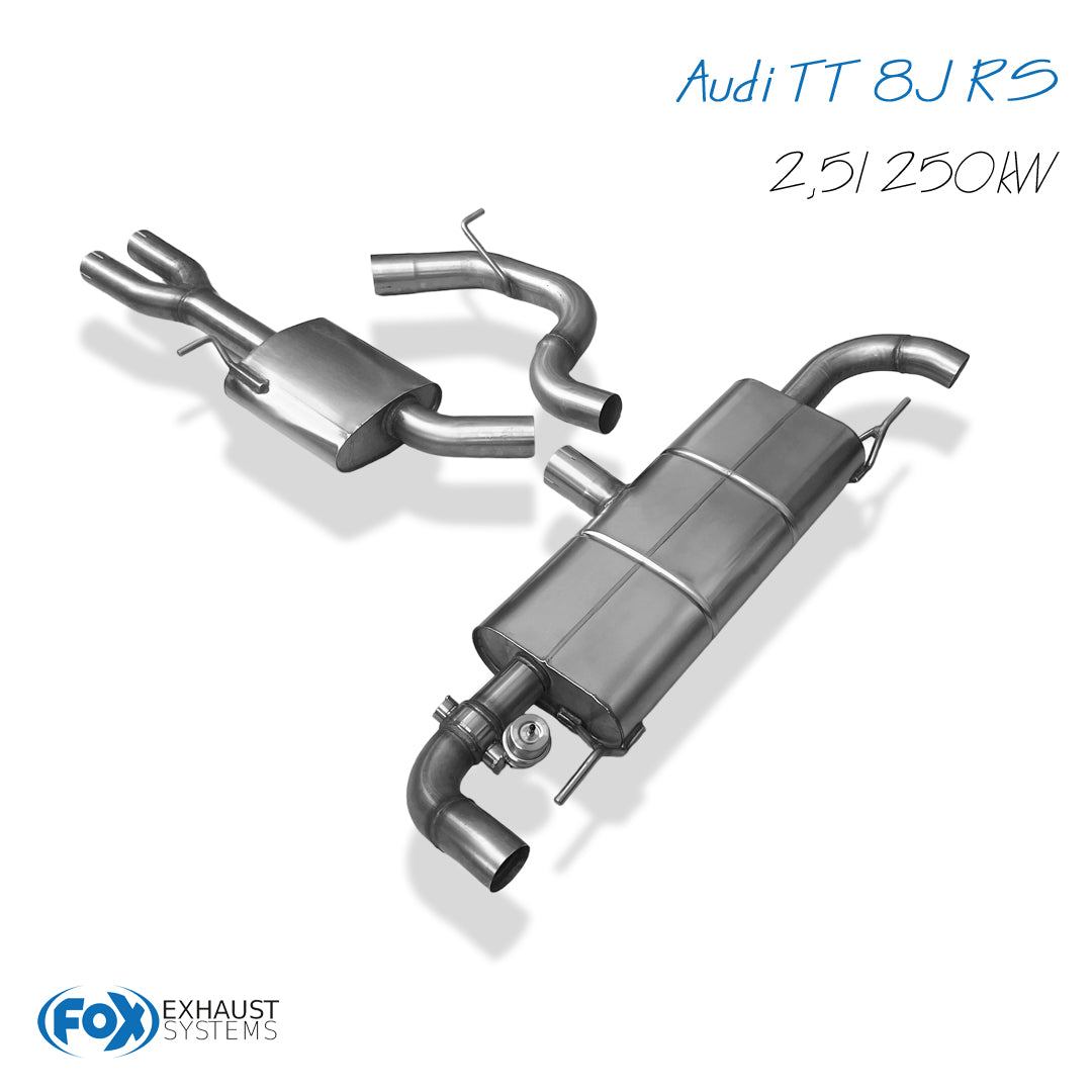 Audi TT 8J RS Endschalldämpfer quer Ausgang rechts/links mit Unterdruckklappe + Vorschalldämpfer