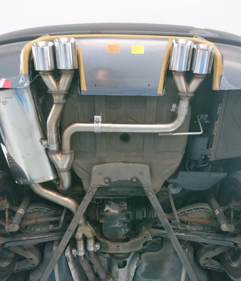 BMW E46 320/ 323/ 325/ 328/ 330 M3-Optik V2 Endschalldämpfer Ausgang zentriert - 4x90mm Typ 25 mittig Variante 2