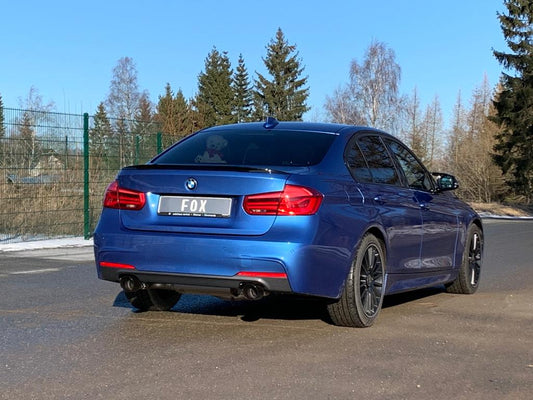 BMW F30/31 - 330i xDrive Endschalldämpfer quer Ausgang rechts/links - 1x100 Typ 25 rechts/links Schwarz emalliert - mit Ab...