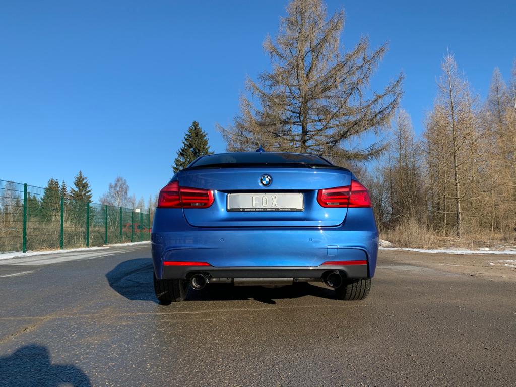 BMW F30/31 - 330i xDrive Endschalldämpfer quer Ausgang rechts/links - 1x100 Typ 25 rechts/links Schwarz emalliert - mit Ab...