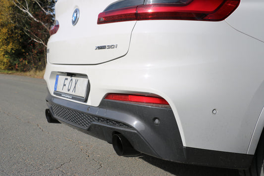 BMW X4 G02 - 30i Endschalldämpfer quer Ausgang rechts/links - 1x100 Typ 25 rechts/links SCHWARZ emalliert mit Abgasklappe ...