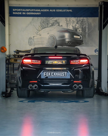 Chevrolet Camaro - A1XC Endschalldämpfer quer Ausgang rechts/links mit 2 Abgasklappen - 2x100 Typ 25 rechts/links mit schw...