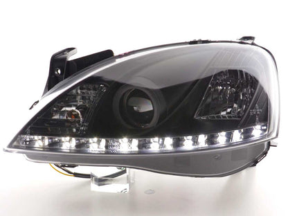 Scheinwerfer Set Daylight LED TFL-Optik Opel Corsa C  01-06 schwarz