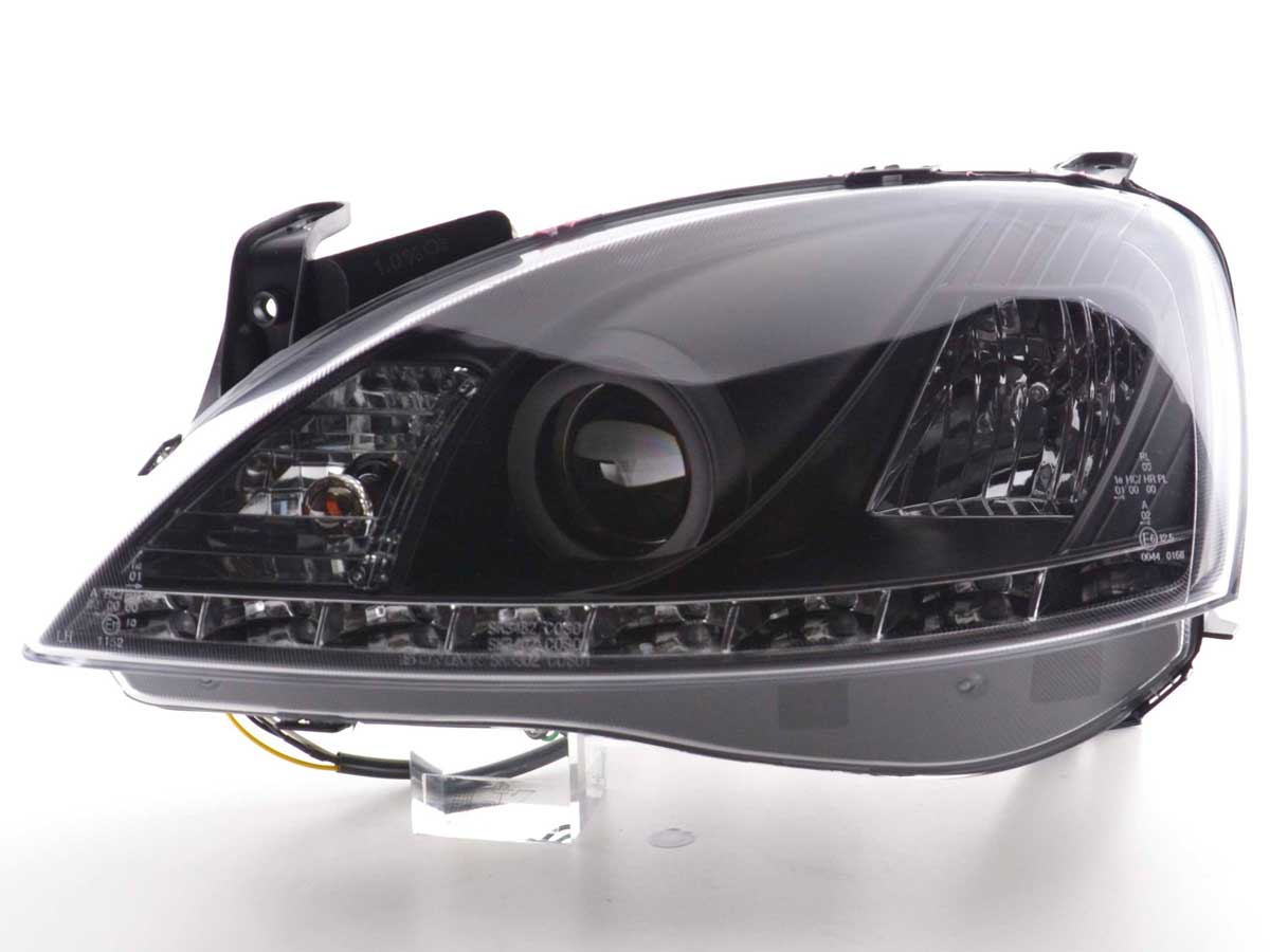 Scheinwerfer Set Daylight LED TFL-Optik Opel Corsa C  01-06 schwarz