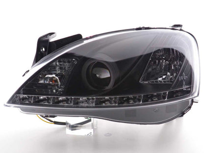 Scheinwerfer Set Daylight LED TFL-Optik Opel Corsa C  01-06 schwarz