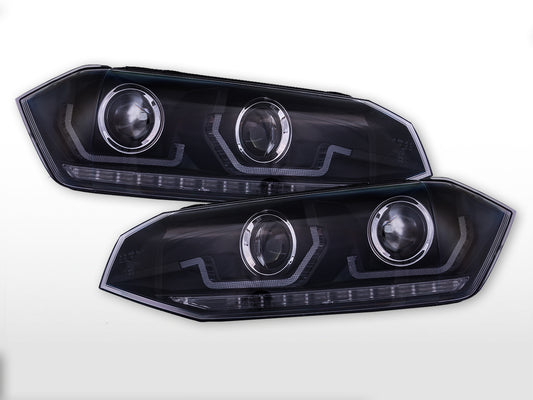 Scheinwerfer Set LED Tagfahrlicht VW Polo VI Typ AW Bj. 17-21 schwarz für Rechtslenker