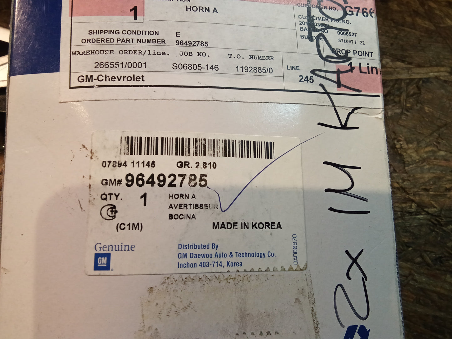 Original GM Chevrolet Matiz Hupe Signalhorn Neu