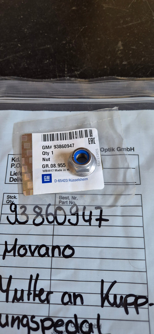 Mutter Kupplungspedal Movano Original GM Neu