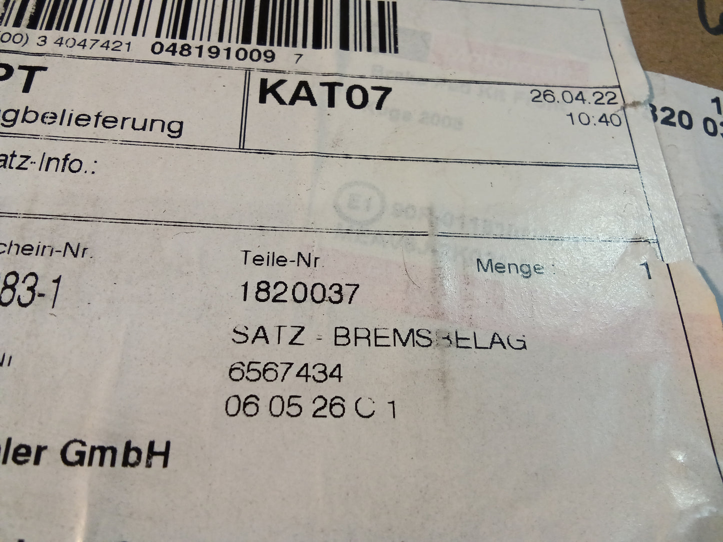 Ford Grand C-Max/ C-Max ll Bremsbeläge original Ford NEU