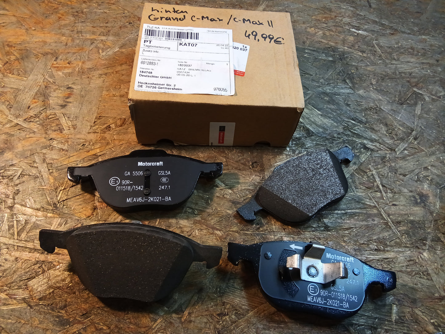 Ford Grand C-Max/ C-Max ll Bremsbeläge original Ford NEU