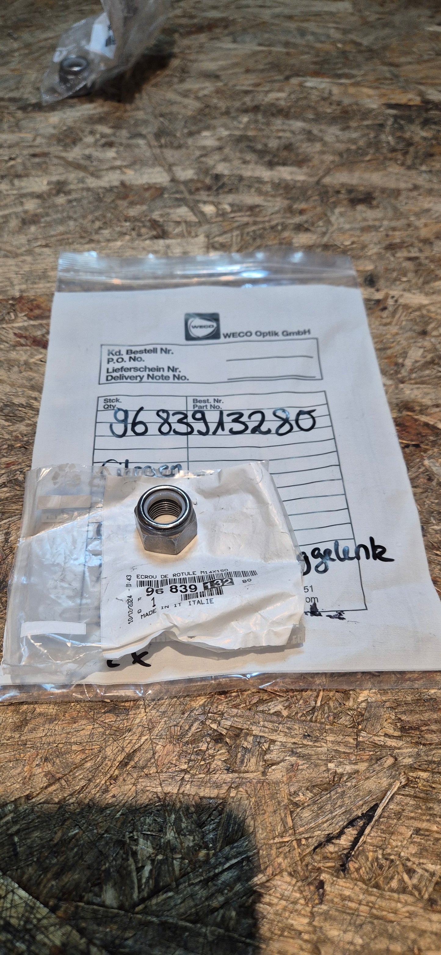 Schraubenmutter Traggelenk Opel, Citroen, Peugeot Original Neu